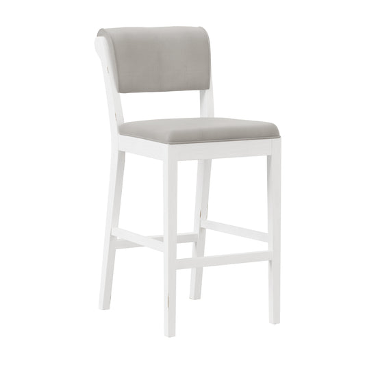 Hillsdale Furniture Clarion Wood and Upholstered Panel Back Bar Height Stool, Sea White