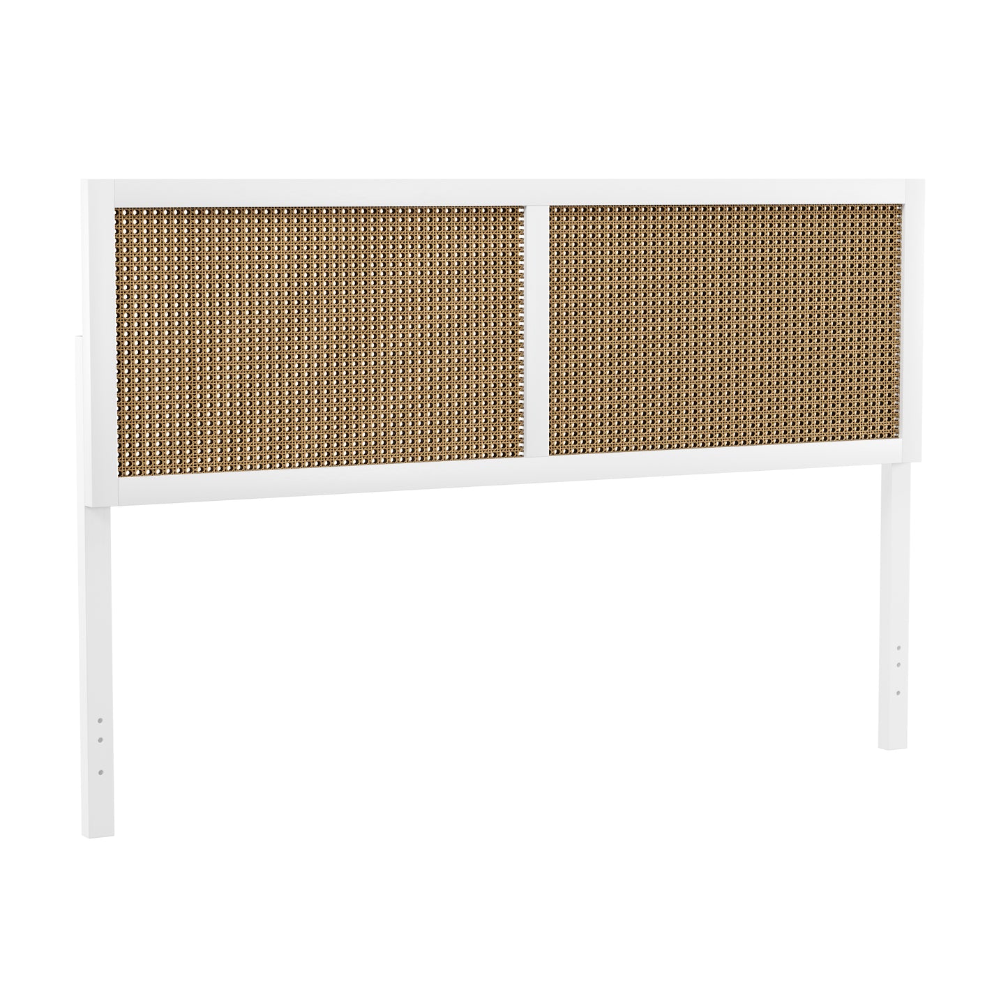 Hillsdale Furniture Serena Wood and Cane Panel King Headboard, White