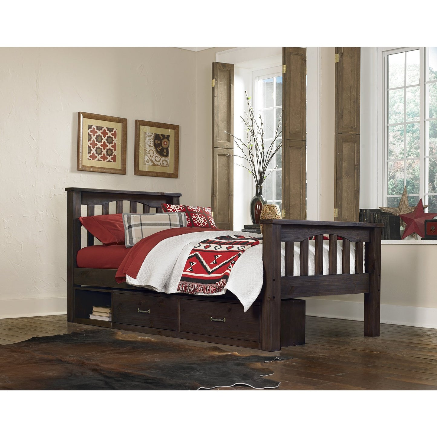 Hillsdale Kids and Teen Highlands Harper Wood Twin Bed with Storage, Espresso