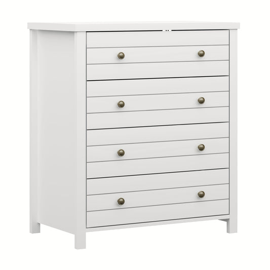 Living Essentials by Hillsdale Harmony Wood 4 Drawer Chest, Matte White