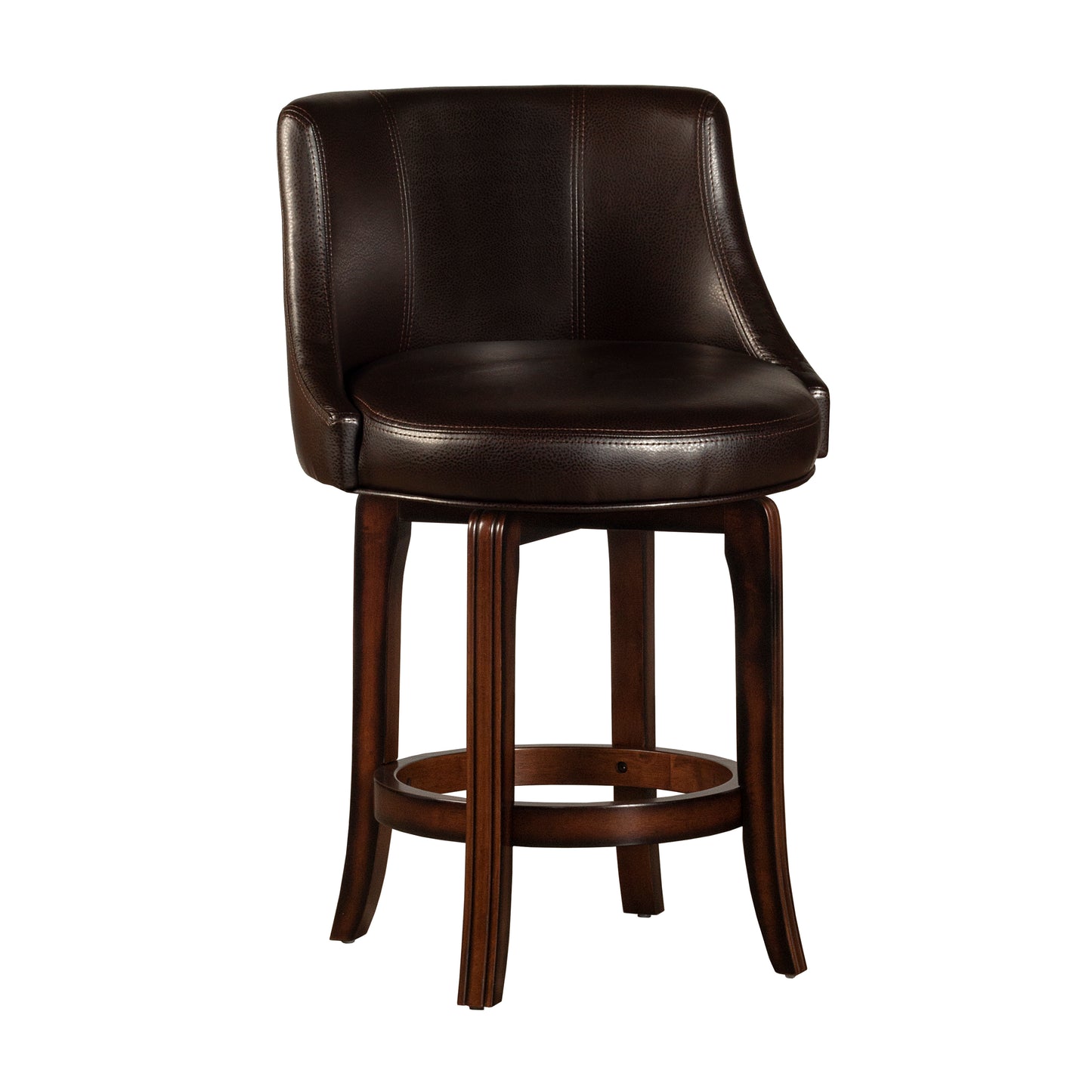 Hillsdale Furniture Napa Valley Wood Counter Height Swivel Stool, Dark Brown Cherry with Dark Brown Faux Leather