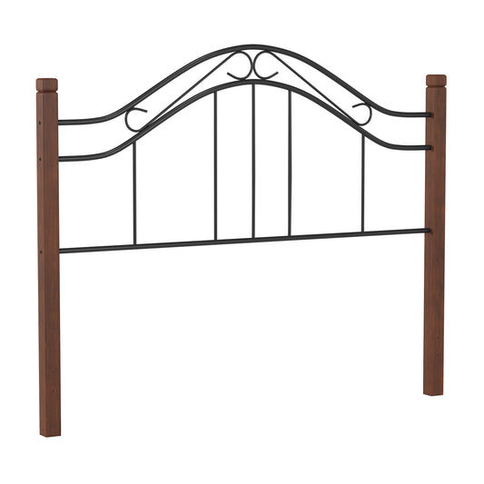 Hillsdale Furniture Matson Full/Queen Metal Headboard with Cherry Wood Posts without Frame, Black