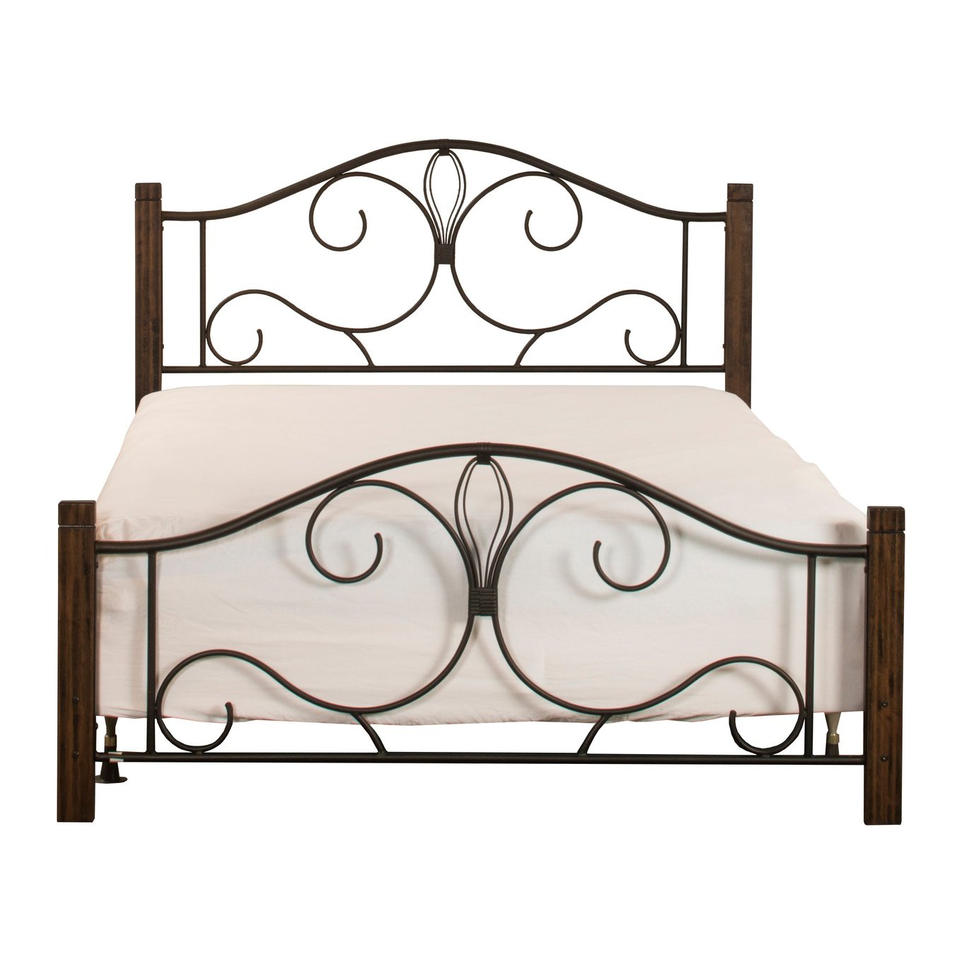 Hillsdale Furniture Destin King Metal Bed with Wood Posts, Brushed Cherry