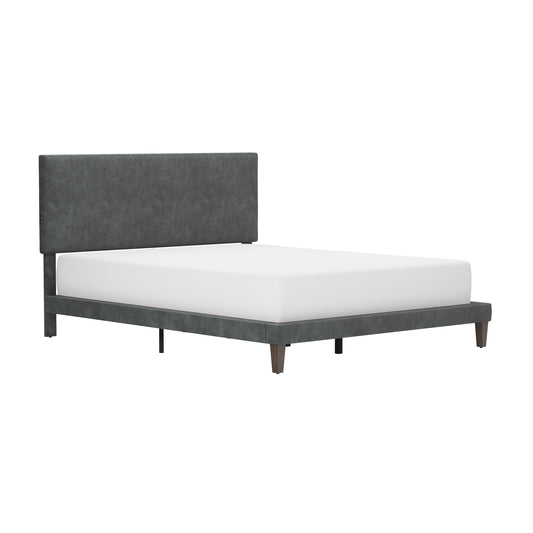 Hillsdale Furniture Muellen Upholstered Platform Queen Bed with 2 Dual USB Ports, Graphite Gray Vinyl