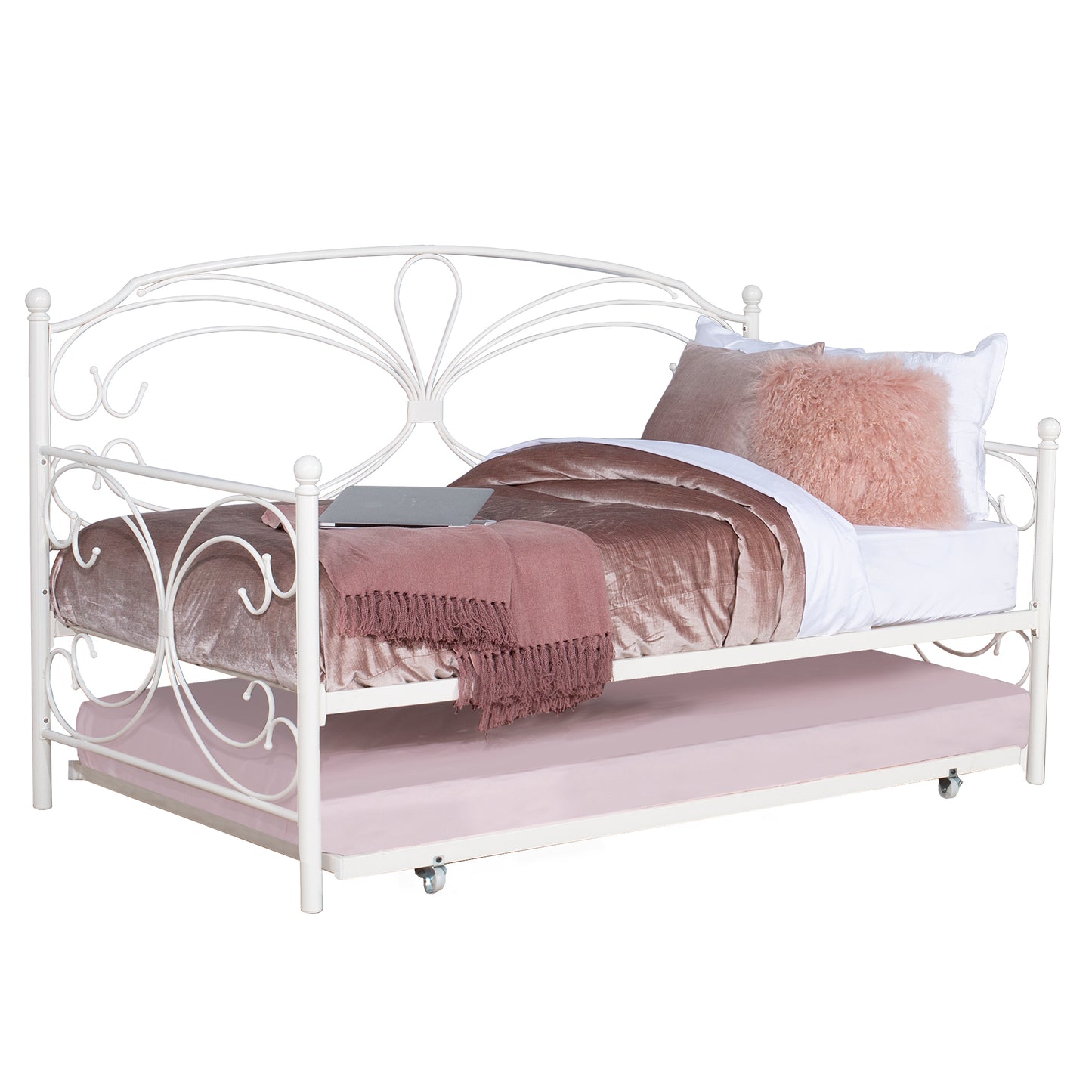 Hillsdale Furniture Anslee Metal Twin Daybed with Trundle, White