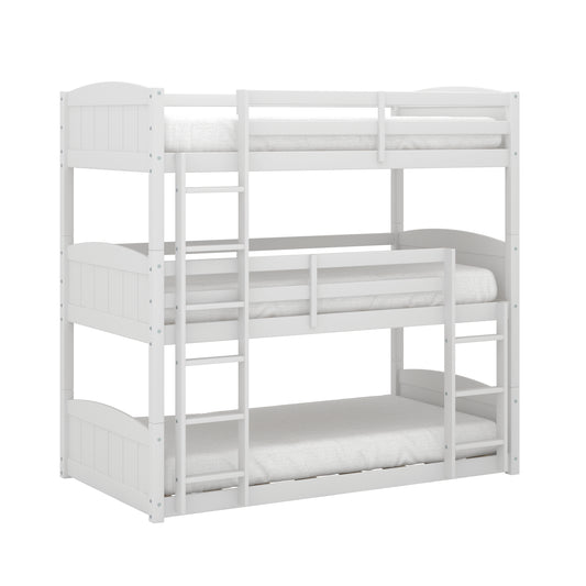 Living Essentials by Hillsdale Alexis Wood Arch Triple Twin Bunk Bed, White
