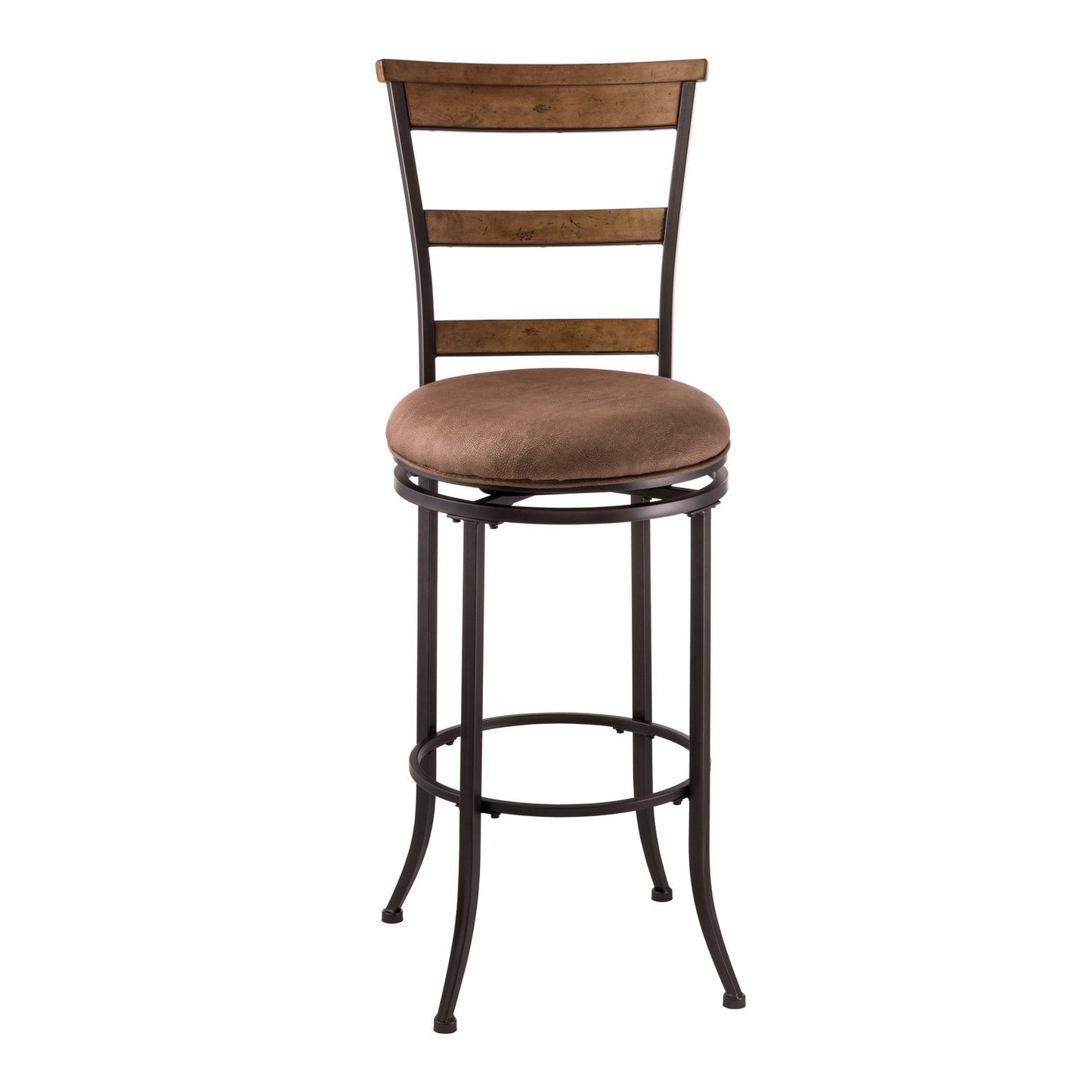 Hillsdale Furniture Charleston Metal Ladder Back Bar height Swivel Stool, Dark Gray