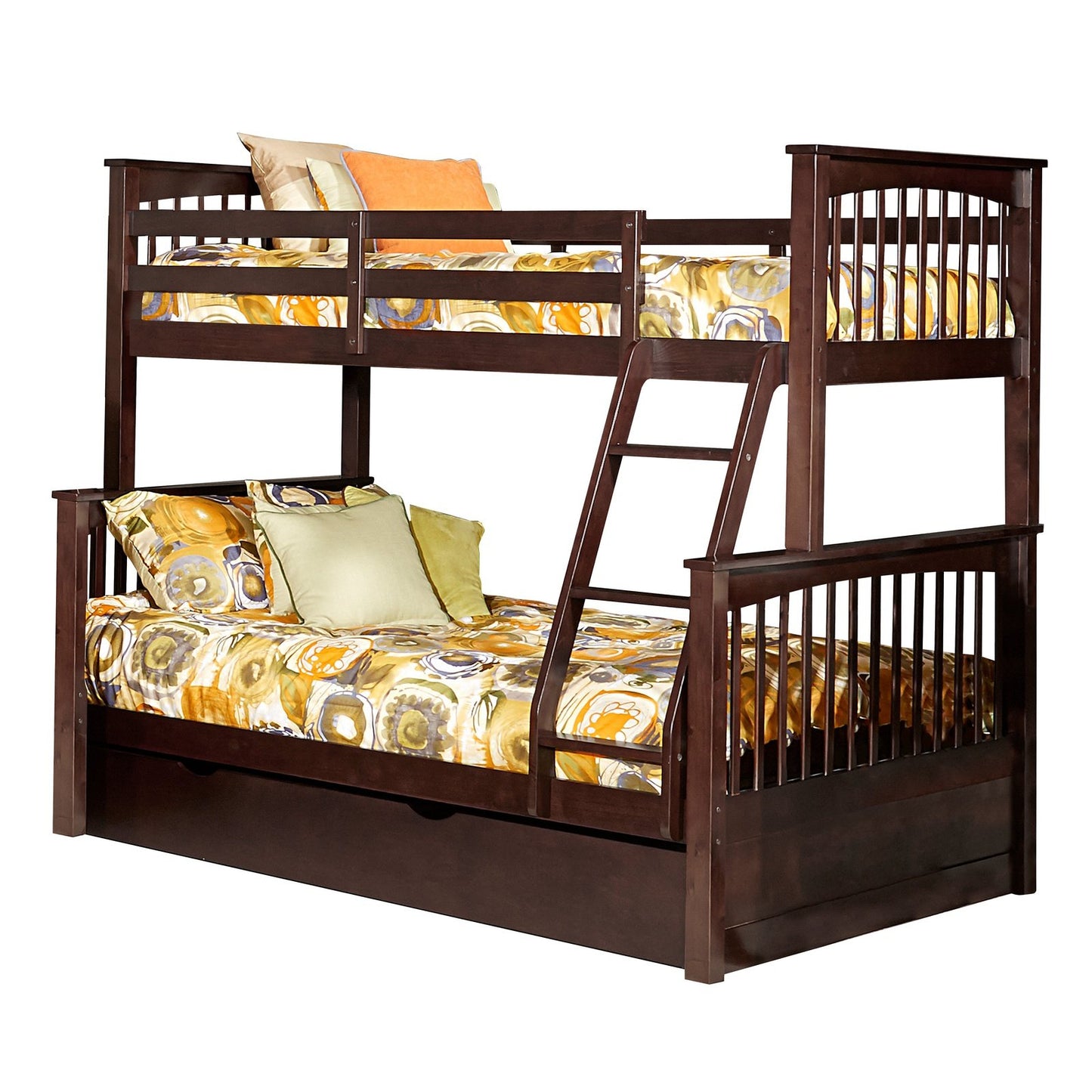 Hillsdale Kids and Teen Pulse Wood Twin Over Full Bunk Bed with Trundle, Chocolate