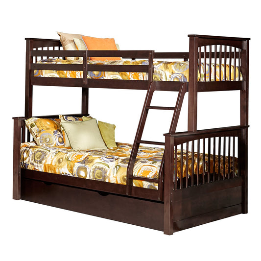 Hillsdale Kids and Teen Pulse Wood Twin Over Full Bunk Bed with Trundle, Chocolate