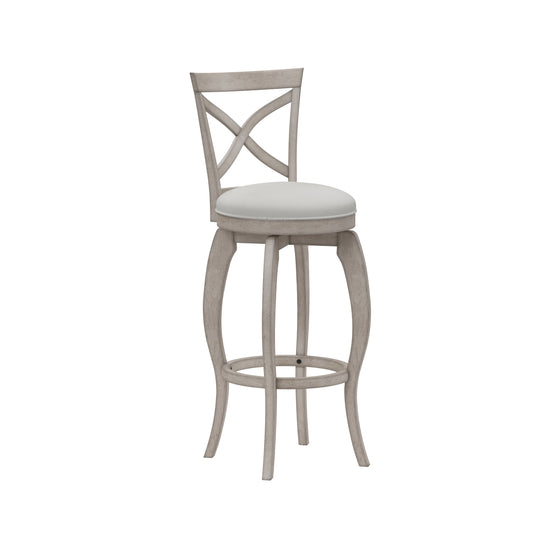 Hillsdale Furniture Ellendale Wood Bar Height Swivel Stool, Aged Gray with Fog Gray Fabric