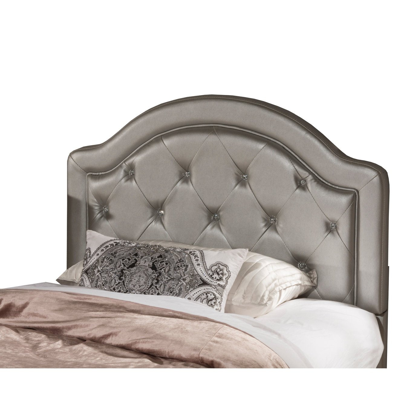 Hillsdale Furniture Karley Full Upholstered Headboard with Frame, Silver Faux Leather