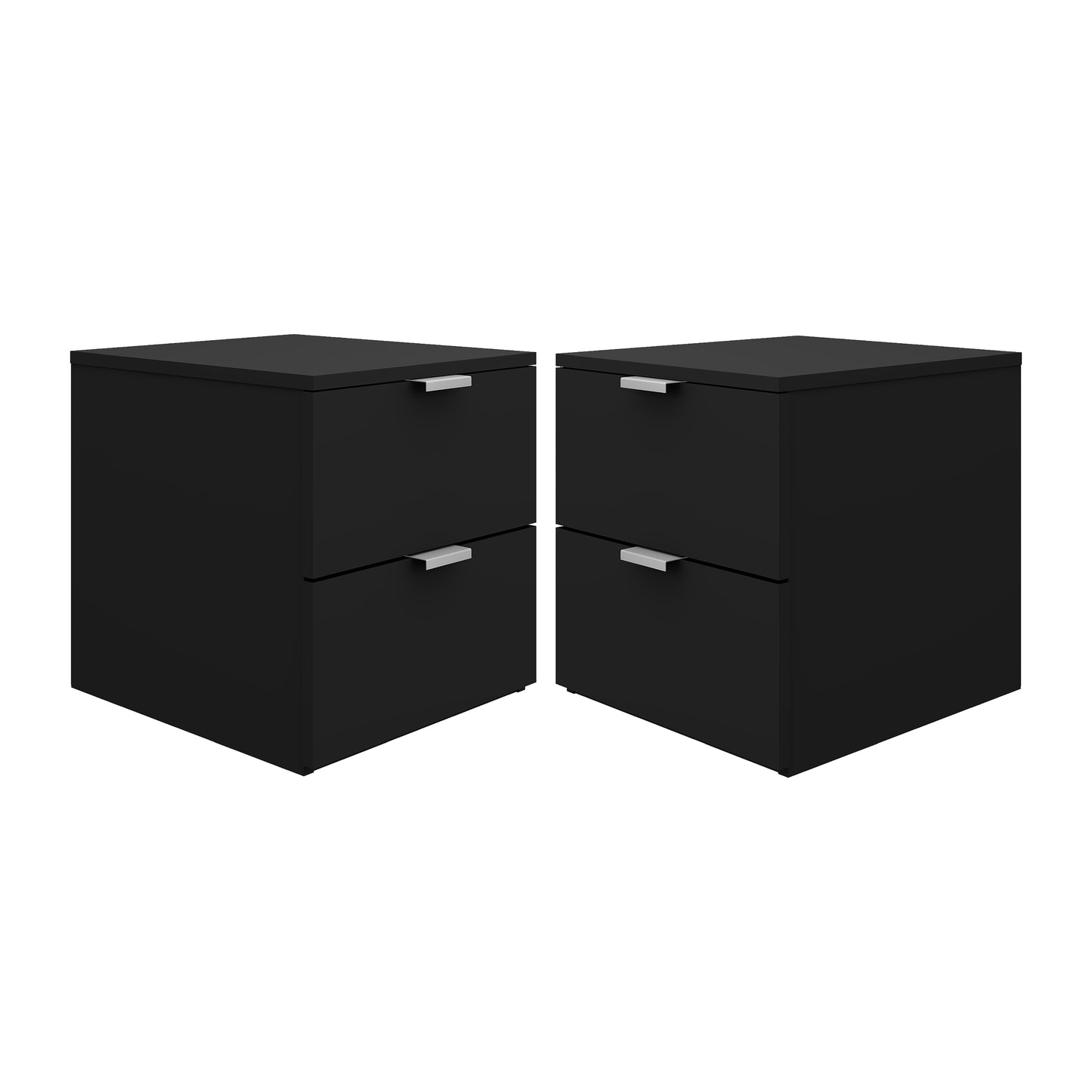 Hillsdale Living Essentials Delmar Wood 2 Drawer Nightstand, Set of 2, Matte Black