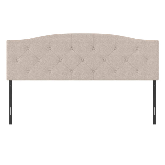 Living Essentials by Hillsdale Provence Upholstered Arch Adjustable Tufted King/Cal King Headboard, Linen Fabric