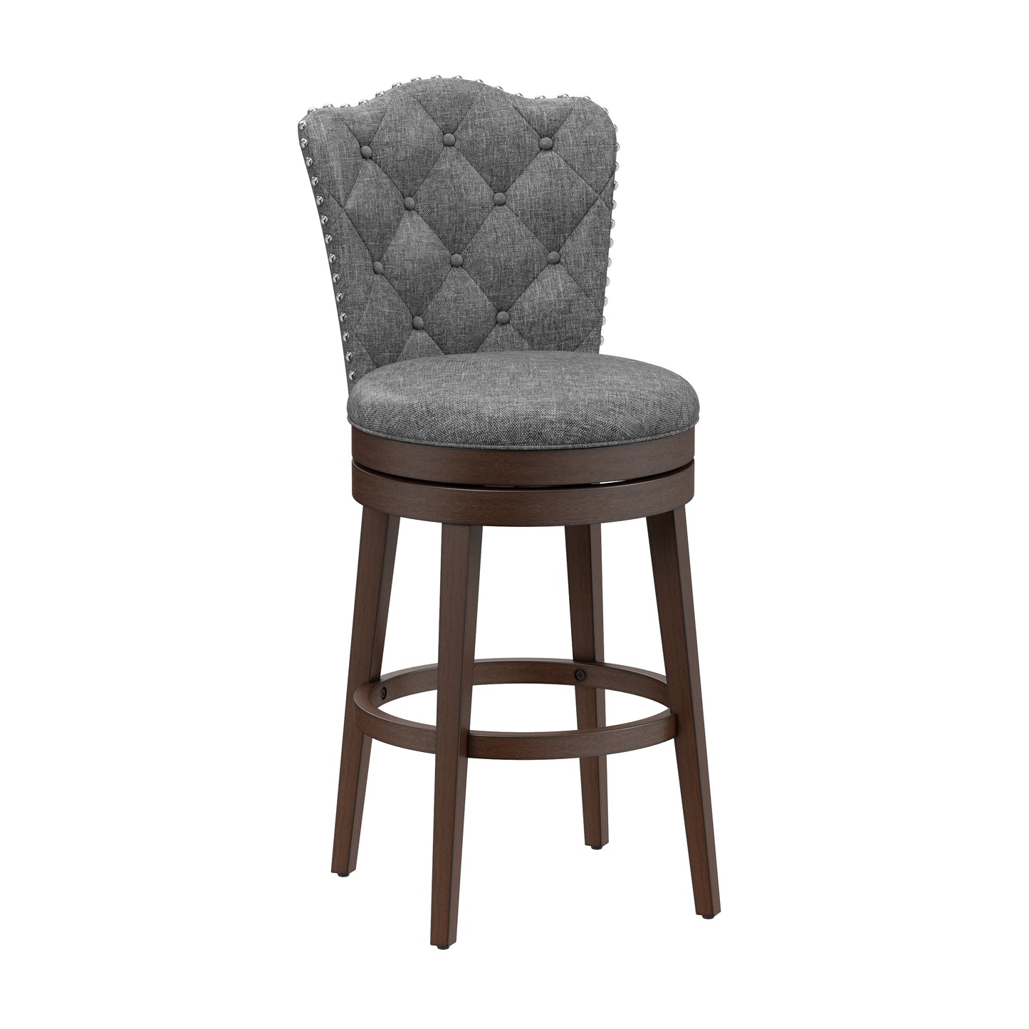 Hillsdale Furniture Edenwood Wood Bar Height Swivel Stool, Chocolate with Smoke Gray Fabric