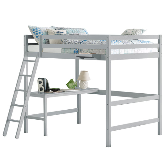 Hillsdale Kids and Teen Caspian Full Loft Bed with Hanging Nightstand, Gray