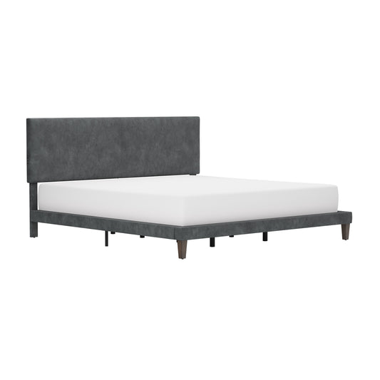 Hillsdale Furniture Muellen Upholstered Platform King Bed with 2 Dual USB Ports, Graphite Gray Vinyl