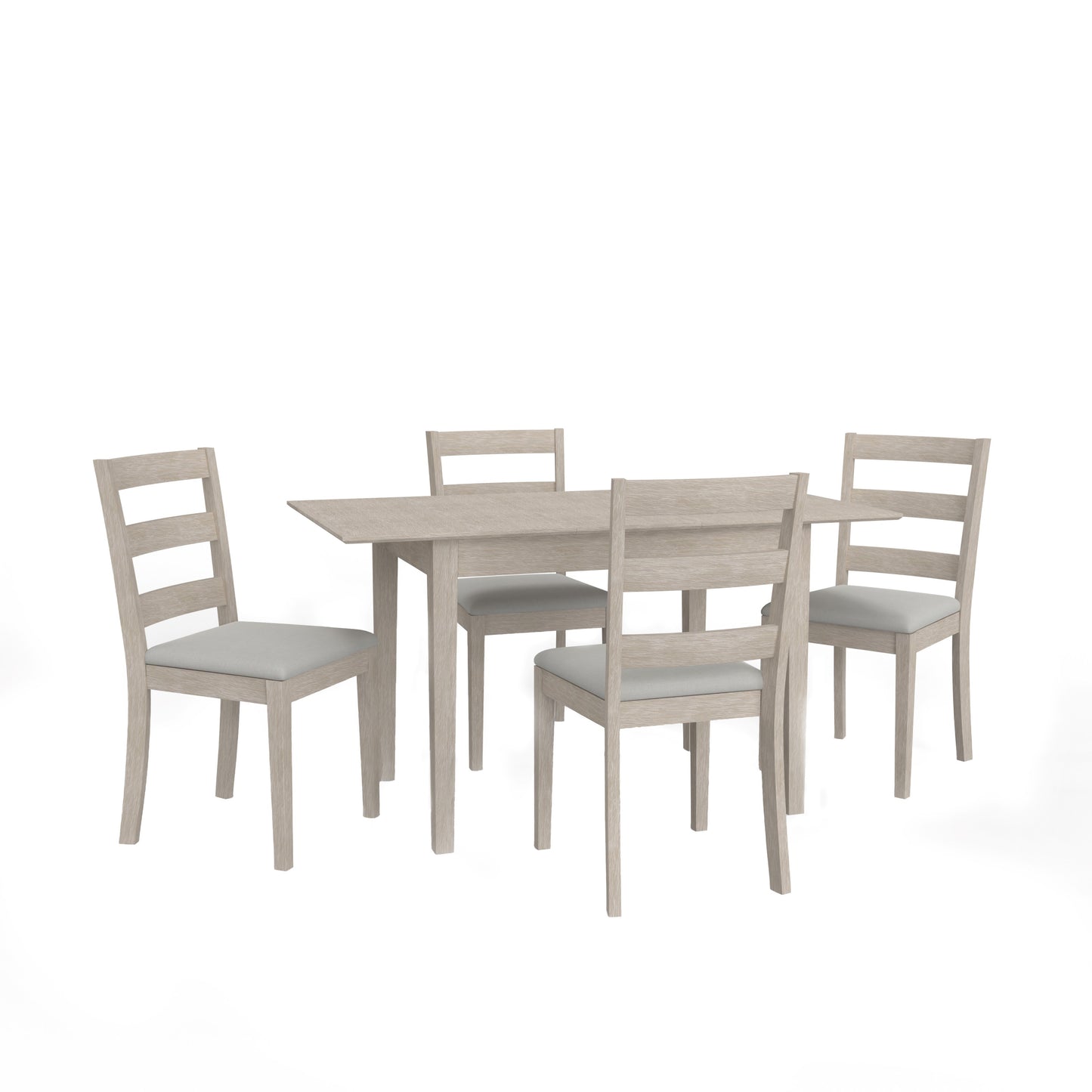 Hillsdale Furniture Spencer Wood 5 Piece Dining Set with Ladder Back Dining Chairs, White Wire Brush