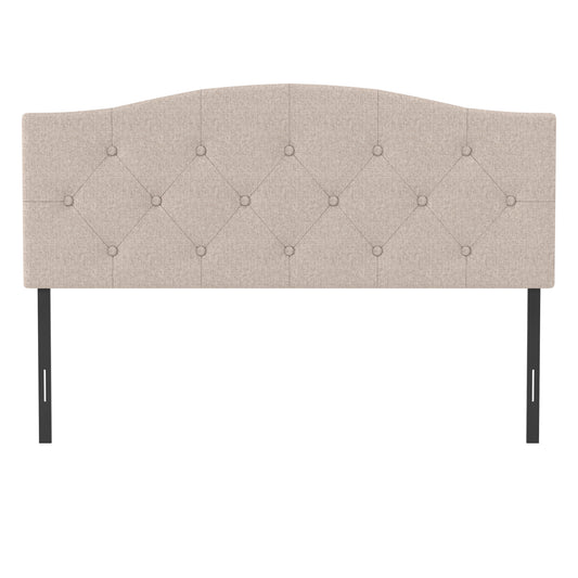 Living Essentials by Hillsdale Provence Upholstered Arch Adjustable Tufted Full/Queen Headboard, Linen Fabric