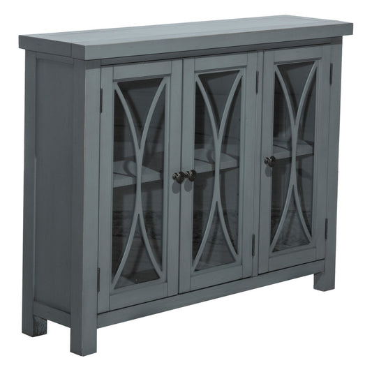 Hillsdale Furniture Bayside Wood 3 Door Console Cabinet, Robin Egg Blue