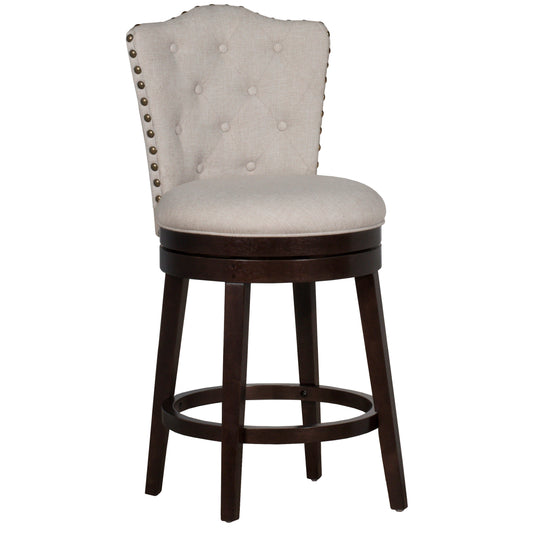 Hillsdale Furniture Edenwood Wood Counter Height Swivel Stool, Smoke Chocolate with Cream Fabric