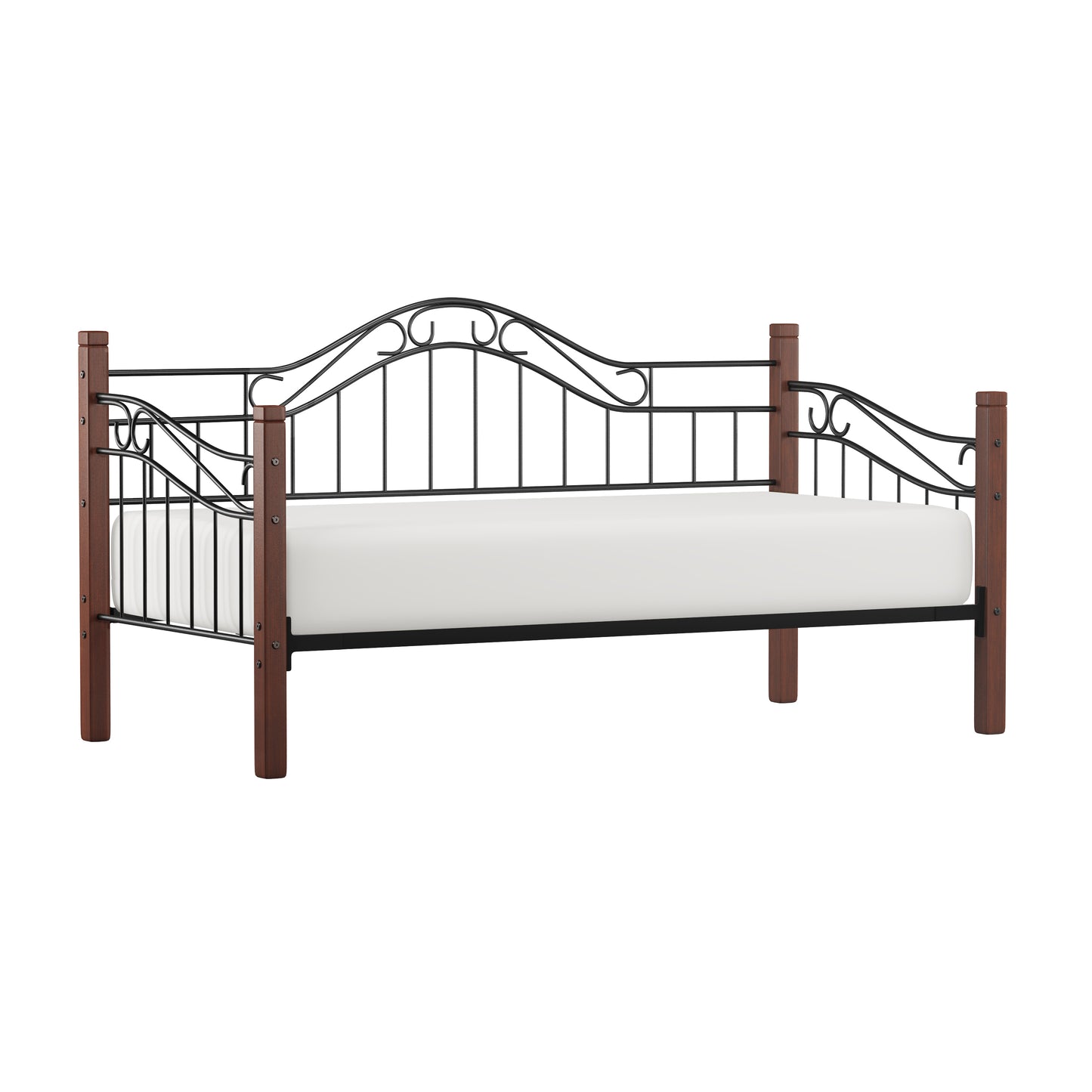 Hillsdale Furniture Matson Wood and Metal Daybed, Black with Cherry Posts