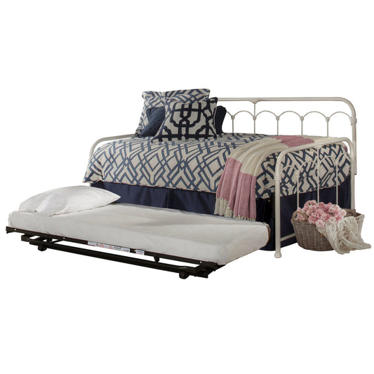 Hillsdale Furniture Jocelyn Metal Twin Daybed with Roll Out Trundle, White