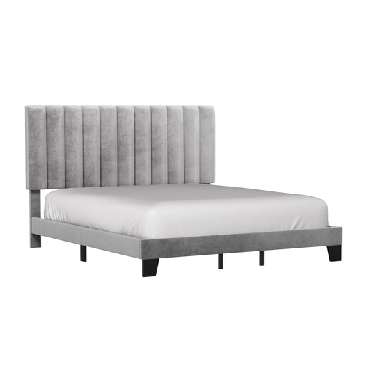 Hillsdale Furniture Crestone Upholstered King Platform Bed, Silver/Gray