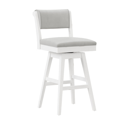 Hillsdale Furniture Clarion Wood and Upholstered Bar Height Swivel Stool, Sea White