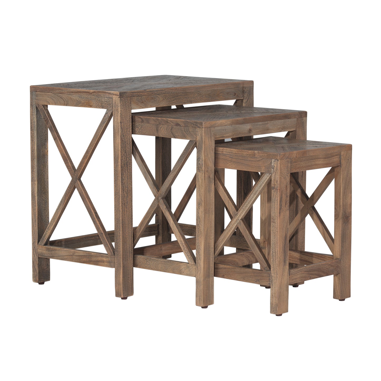 Hillsdale Furniture Wilkerson Wood 3 Piece Nesting Table Set, Brown