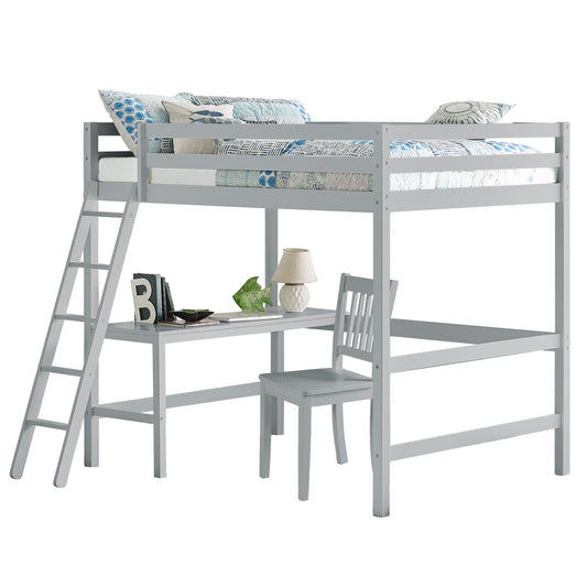 Hillsdale Kids and Teen Caspian Full Loft Bed with Desk Chair, Gray