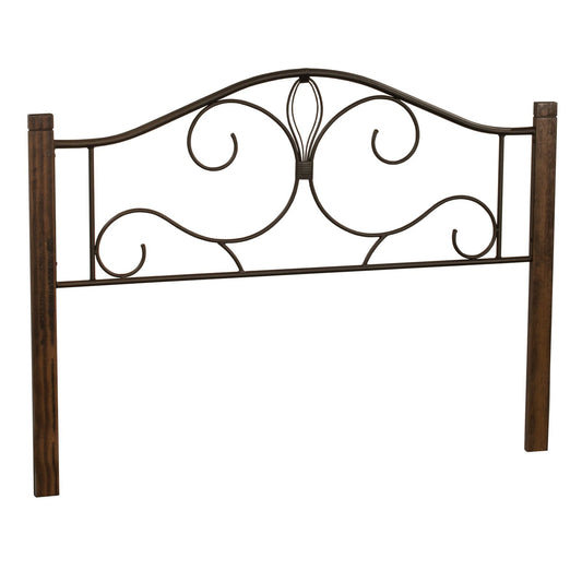 Hillsdale Furniture Destin King Metal Headboard with Frame and Wood Posts, Brushed Cherry