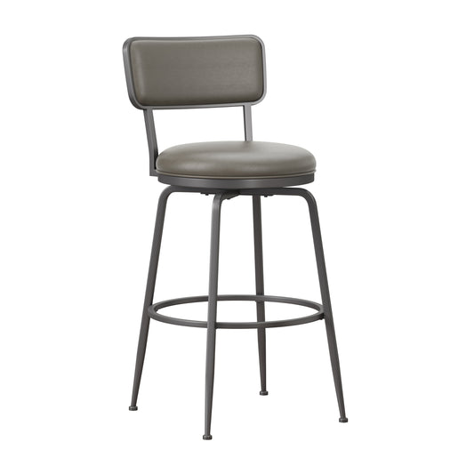 Hillsdale Furniture Baltimore Metal and Upholstered Swivel Bar Height Stool, Charcoal