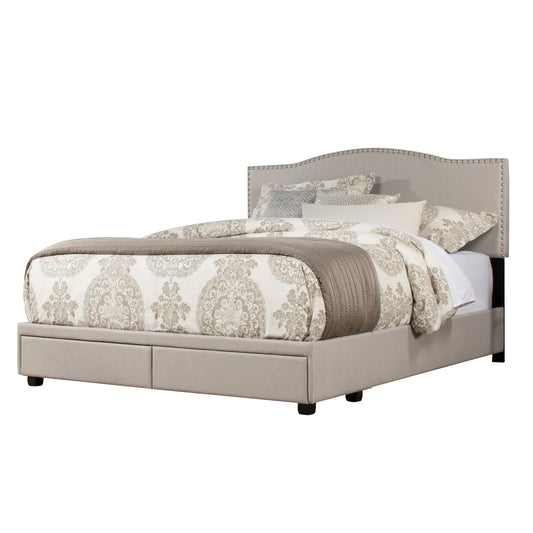 Hillsdale Furniture Kiley Queen Upholstered Adjustable Storage Bed, Fog