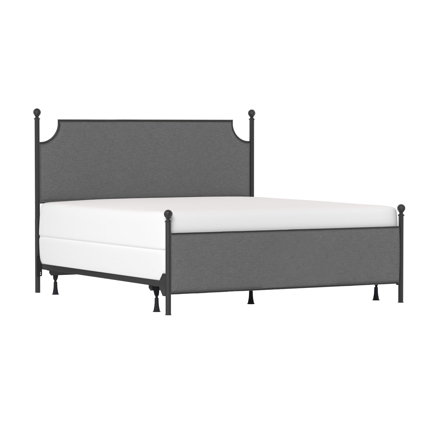 Hillsdale Furniture McArthur King Metal and Upholstered Bed, Matte Black with Gray Fabric