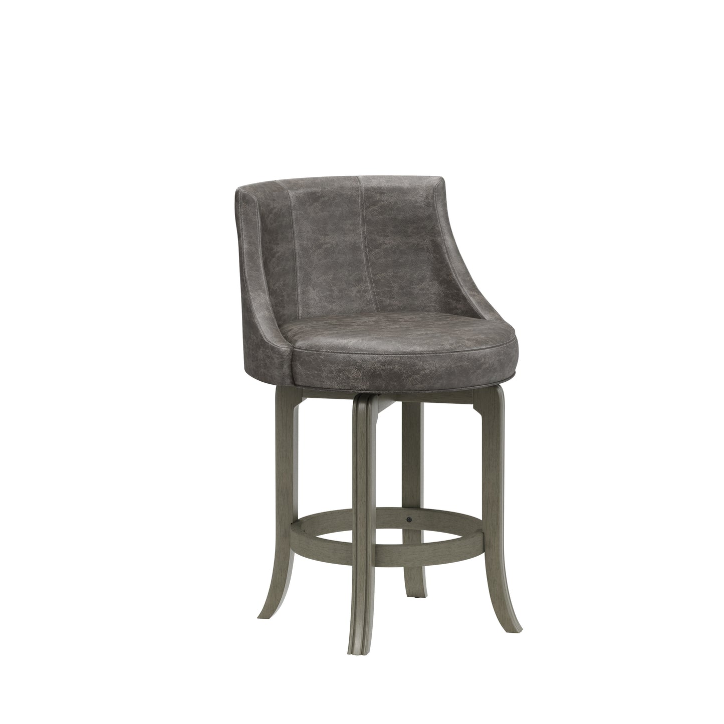 Hillsdale Furniture Napa Valley Wood Counter Height Swivel Stool, Aged Gray with Charcoal Faux Leather