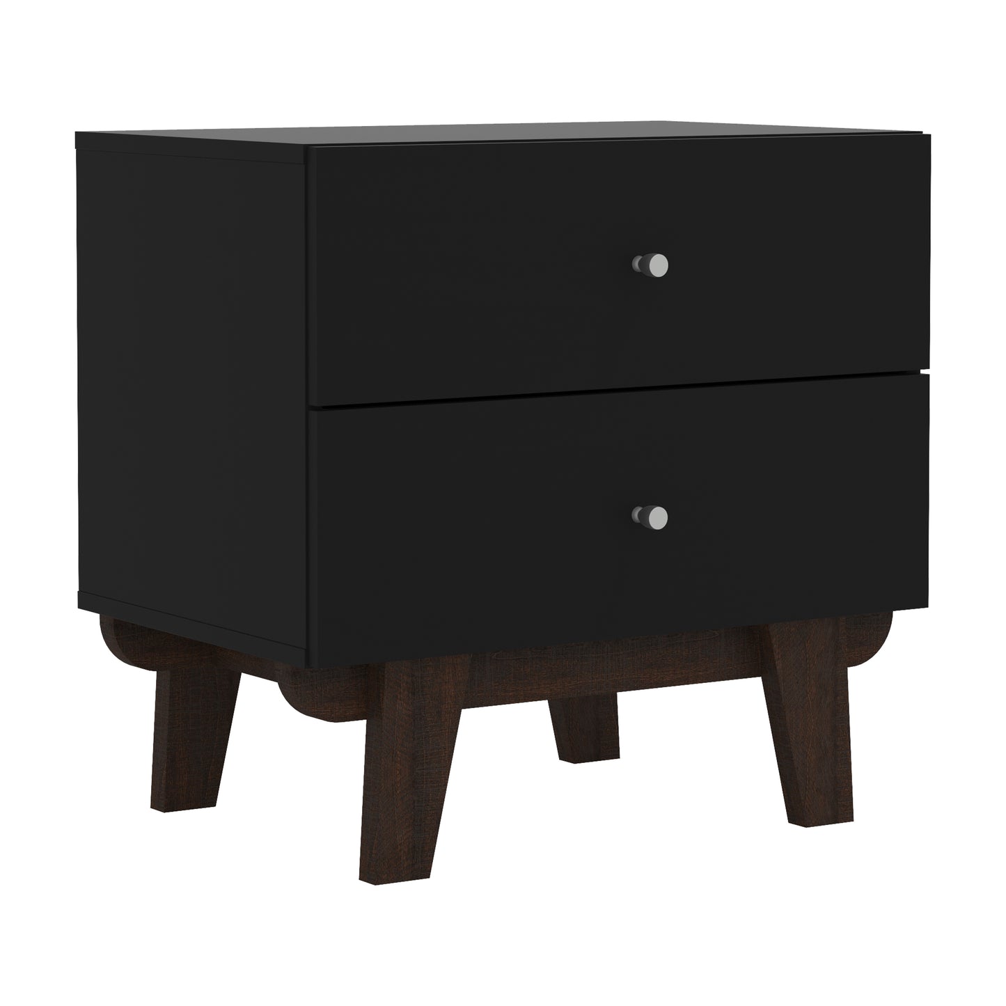 Living Essentials by Hillsdale Kincaid Wood 2 Drawer Nightstand, Matte Black