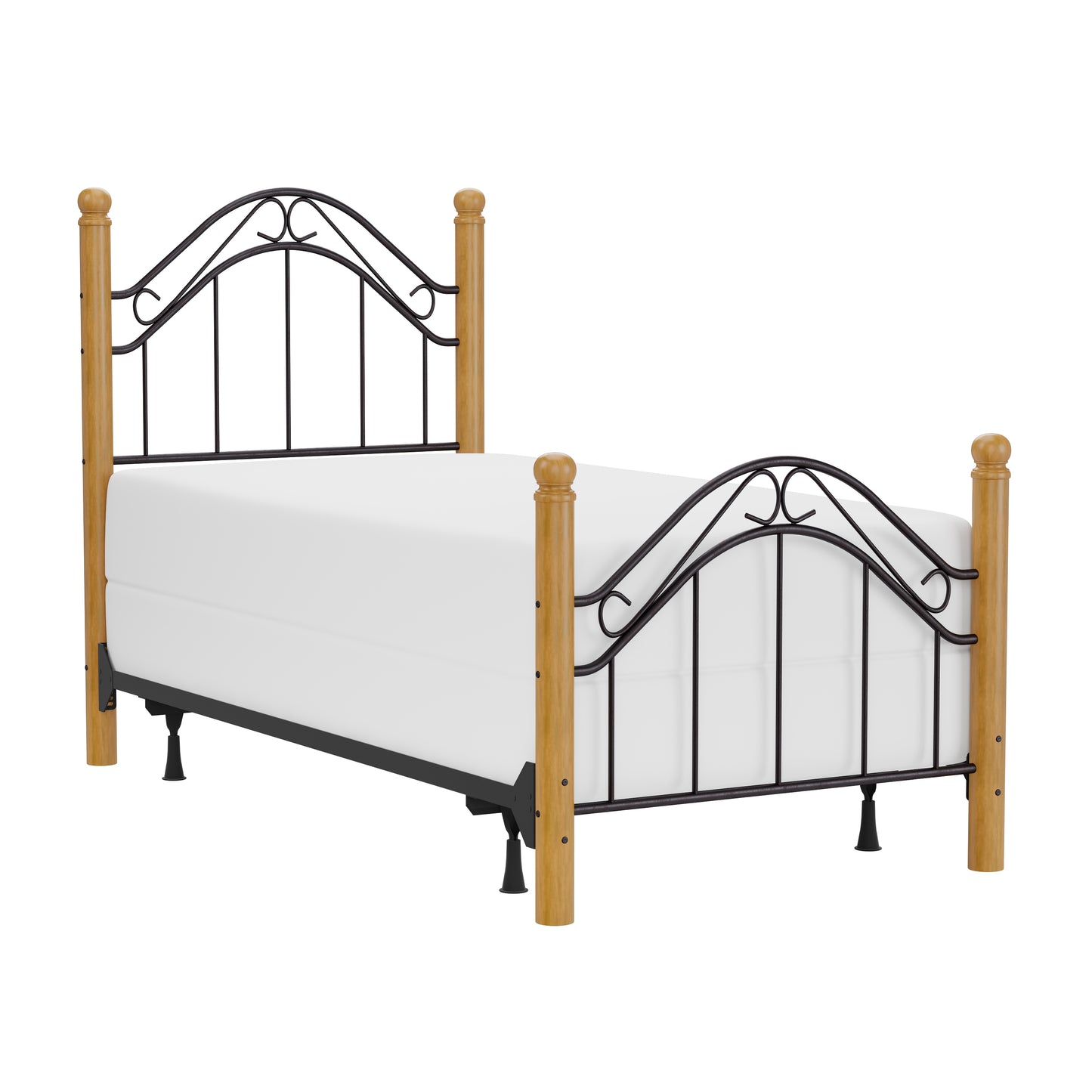 Hillsdale Furniture Winslow Twin Metal Bed with Oak Posts, Black