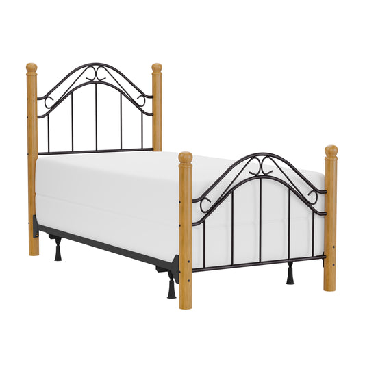 Hillsdale Furniture Winslow Twin Metal Bed with Oak Posts, Black