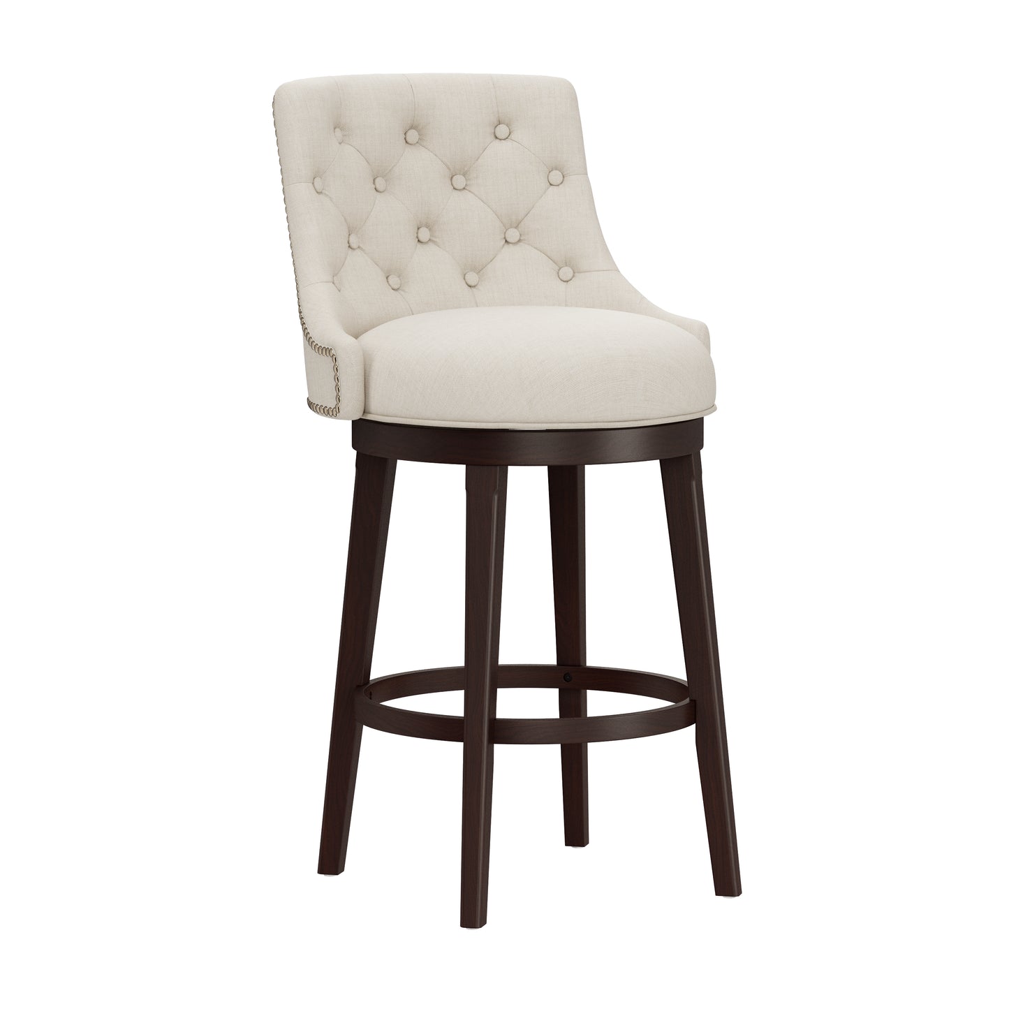 Hillsdale Furniture Halbrooke Wood Bar Height Swivel Stool, Cream Fabric