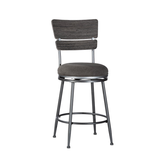 Hillsdale Furniture Melange Metal Wood Back  Counter Height Swivel Stool, Charcoal