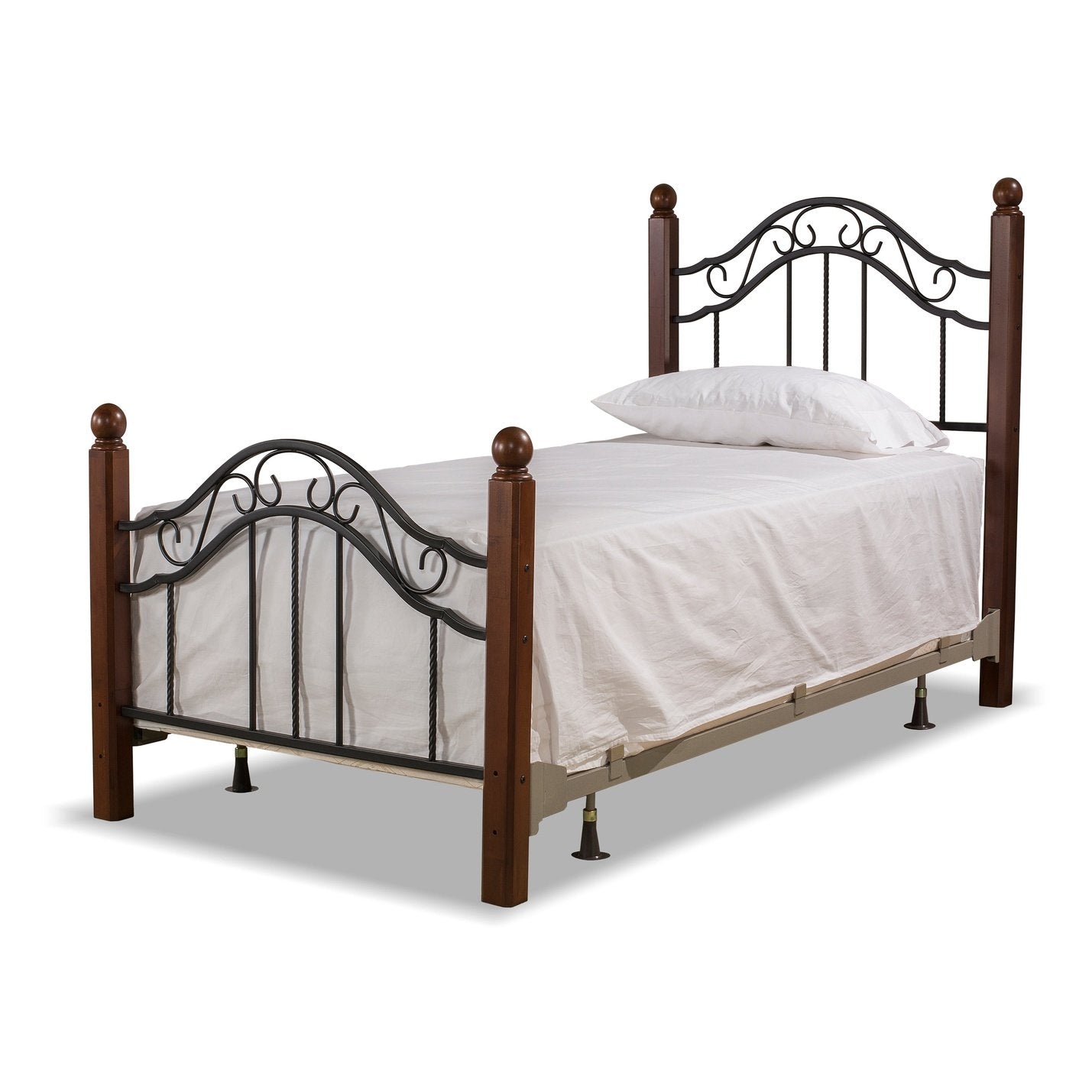 Hillsdale Furniture Madison Twin Metal Bed with Cherry Wood Posts, Textured Black