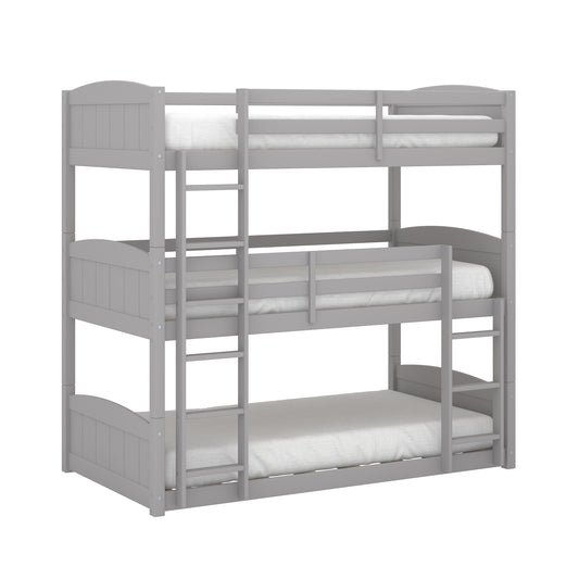 Living Essentials by Hillsdale Alexis Wood Arch Triple Twin Bunk Bed, Gray