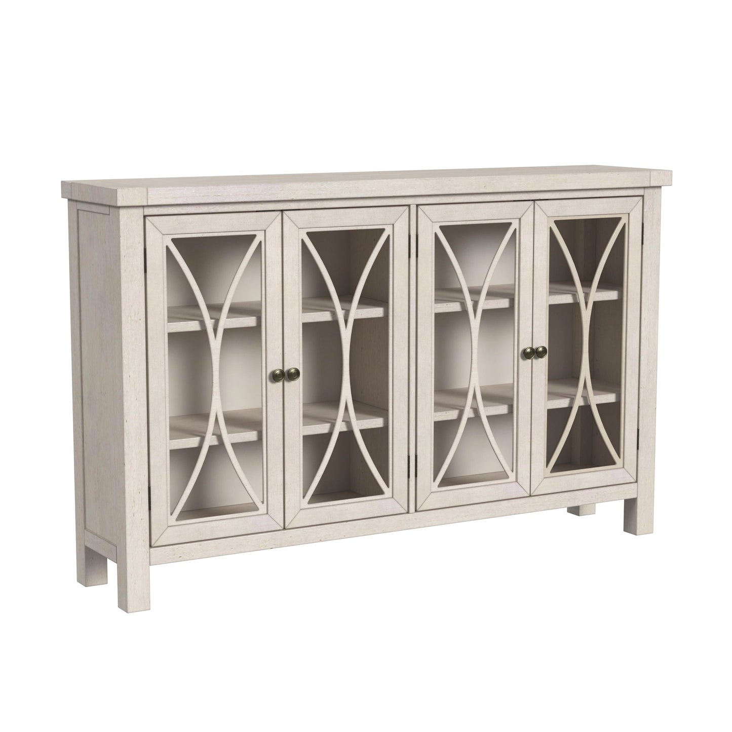 Hillsdale Furniture Bayside Wood 4 Door Console Cabinet, Antique White