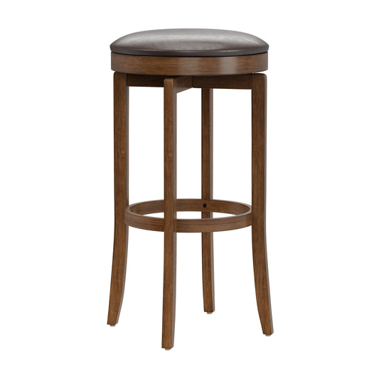 Hillsdale Furniture Brendan Wood Backless Bar Height Swivel Stool, Brown Cherry