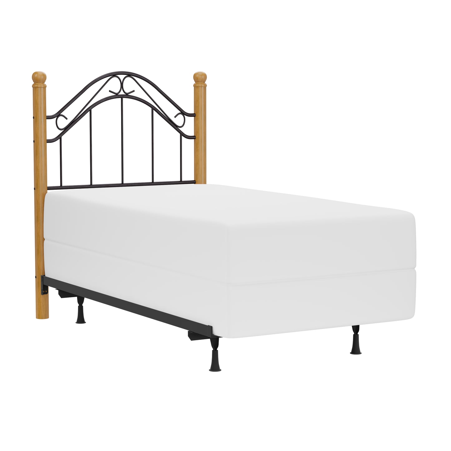 Hillsdale Furniture Winsloh Twin Metal Headboard with Frame and Oak Wood Posts, Black