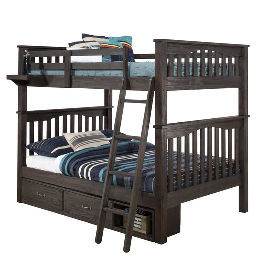 Hillsdale Kids and Teen Highlands Harper Wood Full Over Full Bunk with Storage Unit and Hanging Nightstand, Espresso