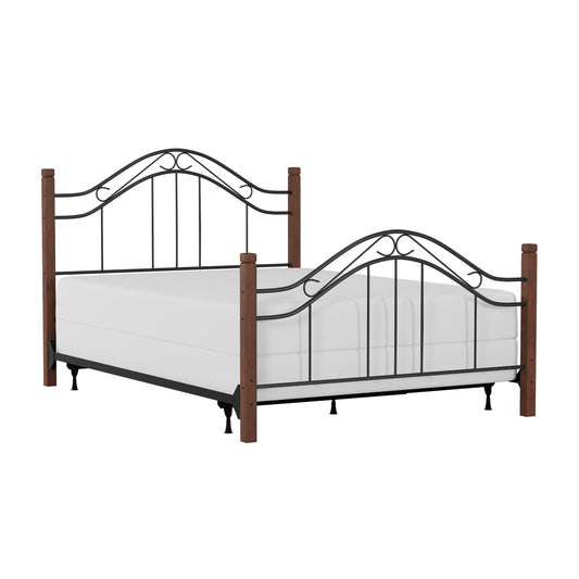 Hillsdale Furniture Matson Queen Metal Bed with Cherry Wood Posts, Black