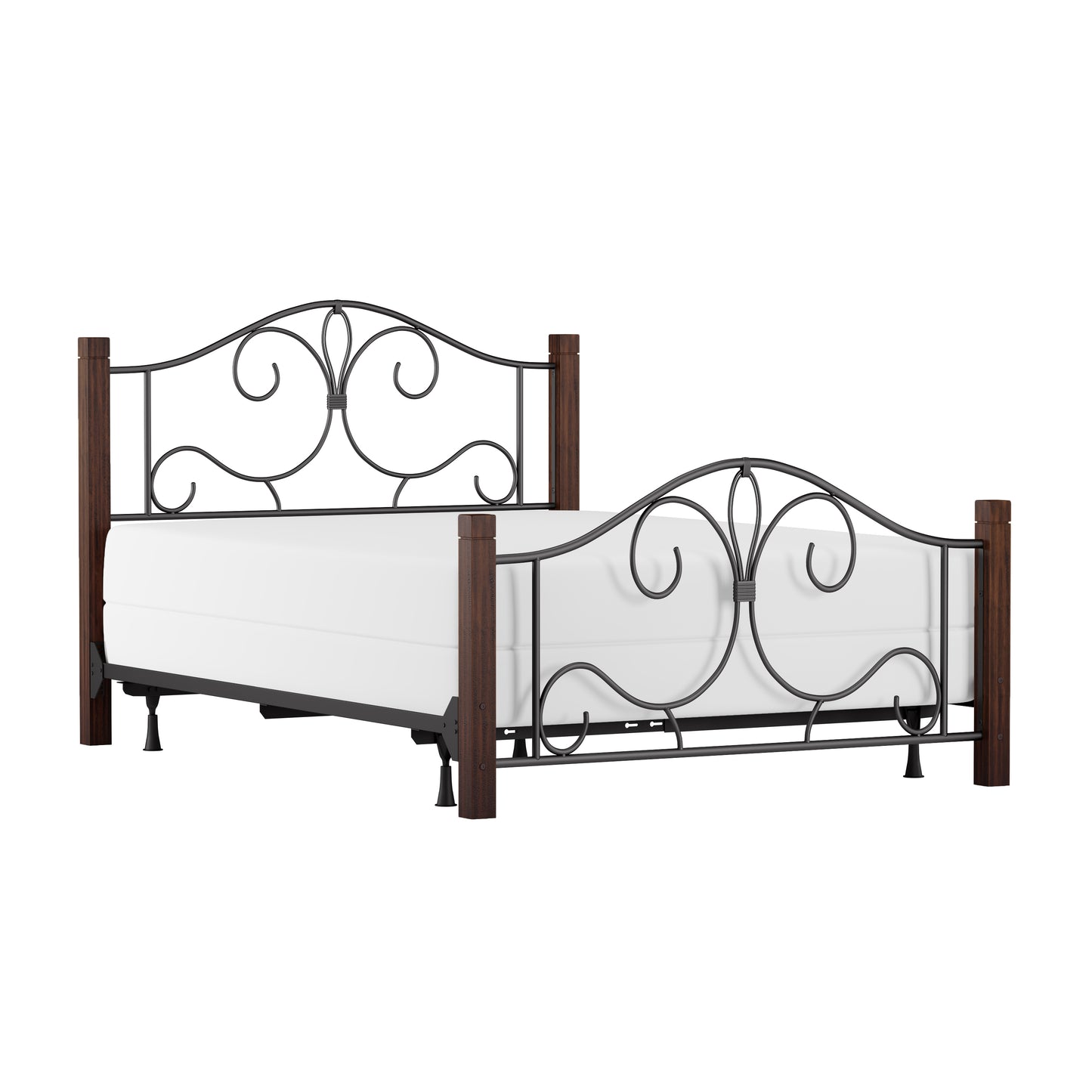 Hillsdale Furniture Destin Queen Metal Bed with Wood Posts, Brushed Cherry