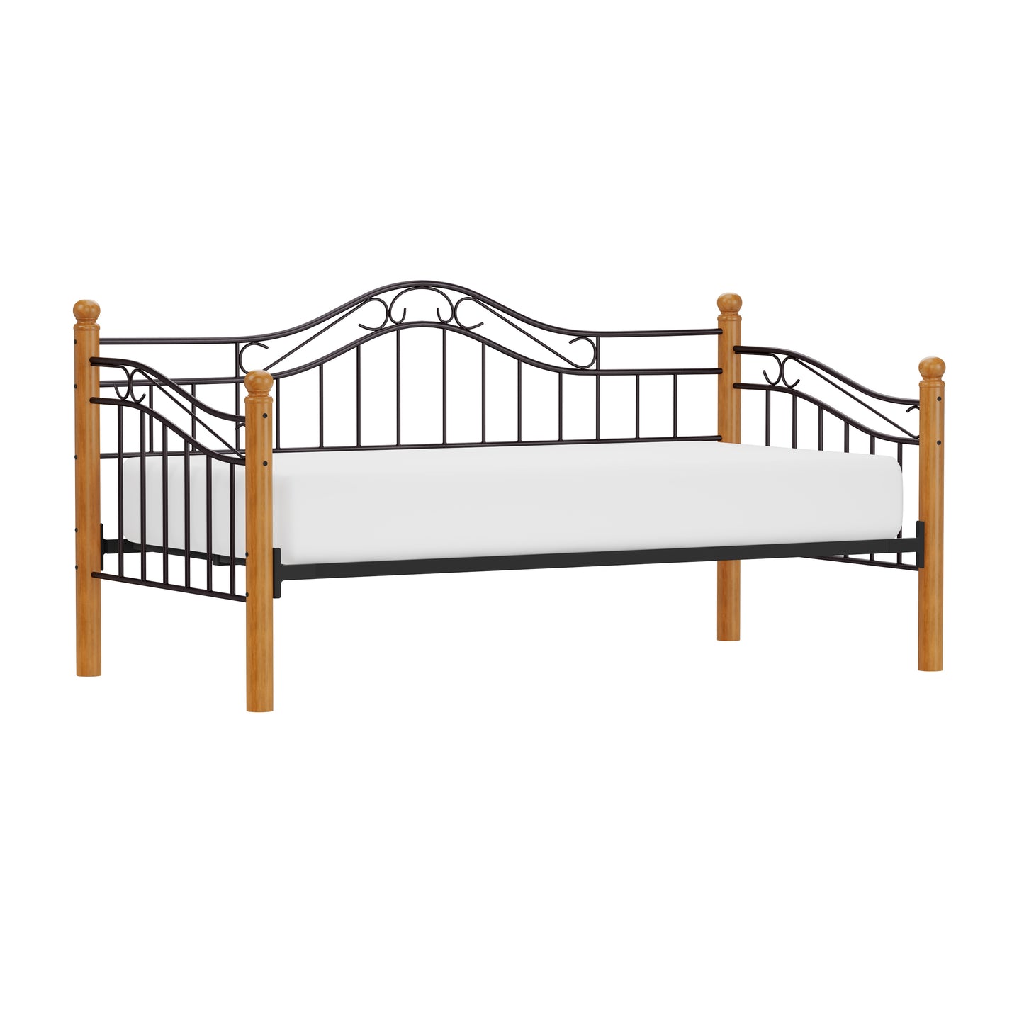 Hillsdale Furniture Winsloh Metal Twin Daybed with Oak Wood Posts, Black