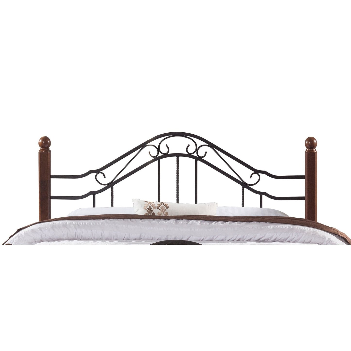 Hillsdale Furniture Madison Full/Queen Metal Headboard with Frame and Cherry Wood Posts, Textured Black